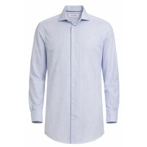 Eton Contemporary Blue Stripe Dress Shirt 41 16 Luxury Designer Button Down